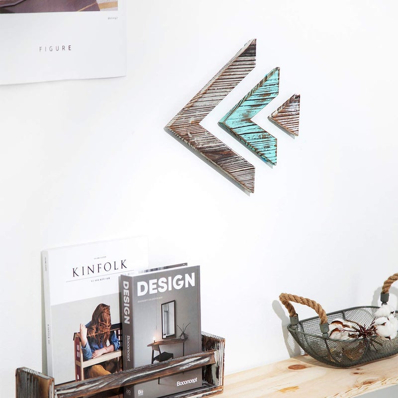 J JACKCUBE DESIGN Rustic Wood Chevron Arrows Farmhouse wall dÃ©cor Triangle shaped Boho Style Hanging Vintage Art Signs Set of 3 for Home - MK540A - Image 2